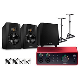Focusrite Scarlett 4i4 Gen 4 With Adam Audio T-Series Studio Monitor Pair & T10S Subwoofer Bundle (Stands & Cables Included) T7V