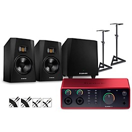 ... Focusrite Scarlett 4i4 Gen 4 With Adam Audio T-Series Studio Monitor Pair & T10S Subwoofer Bundle (Stands & Cables Included) T7V