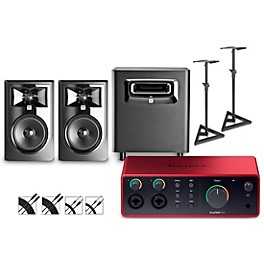 ... Focusrite Scarlett 4i4 Gen 4 with JBL 3 Series Studio Monitor Pair & LSR Subwoofer Bundle (Stands & Cables Included) 306MKII