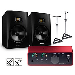 Focusrite... Focusrite Scarlett Solo Gen 4 with Adam Audio T-Series Studio Monitor Pair Bundle (Stands & Cables Included) T8V