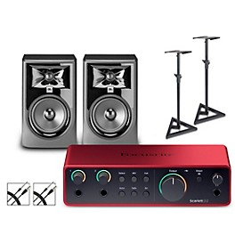 Focusrite Sca... Focusrite Scarlett 2i2 Gen 4 With JBL 3 Series Studio Monitor Pair Bundle (Stands & Cables Included) 305MKII