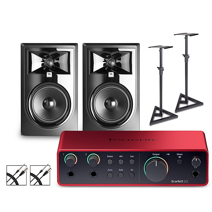 Focusrite Scarlett 2i2 4th Gen With JBL 3 Series Studio Monitor