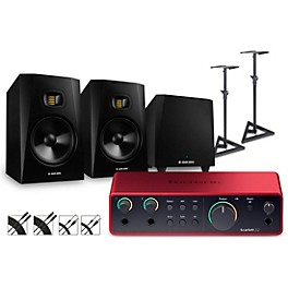 ... Focusrite Scarlett 2i2 Gen 4 with Adam Audio T-Series Studio Monitor Pair & T10S Subwoofer Bundle (Stands & Cables Included) T8V