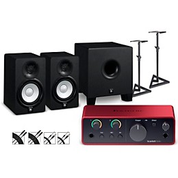 Focusrite Scarlett Solo Gen 4 with Yamaha HS Studio Monitor Pair & HS8S Subwoofer Bundle (Stands & Cables Included) HS5