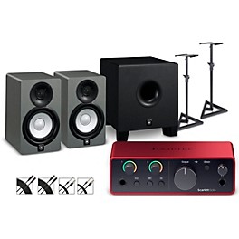 ... Focusrite Scarlett Solo Gen 4 with Yamaha HS Studio Monitor Pair & HS8S Subwoofer Bundle (Stands & Cables Included) HS5 SG