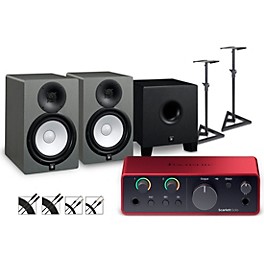 ... Focusrite Scarlett Solo Gen 4 with Yamaha HS Studio Monitor Pair & HS8S Subwoofer Bundle (Stands & Cables Included) HS8 SG