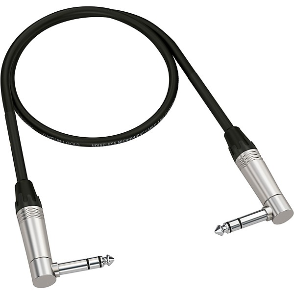 Behringer Gold Performance Instrument Patch Cable with 1/4" TRS Right Angled Connectors 2 ft. Black