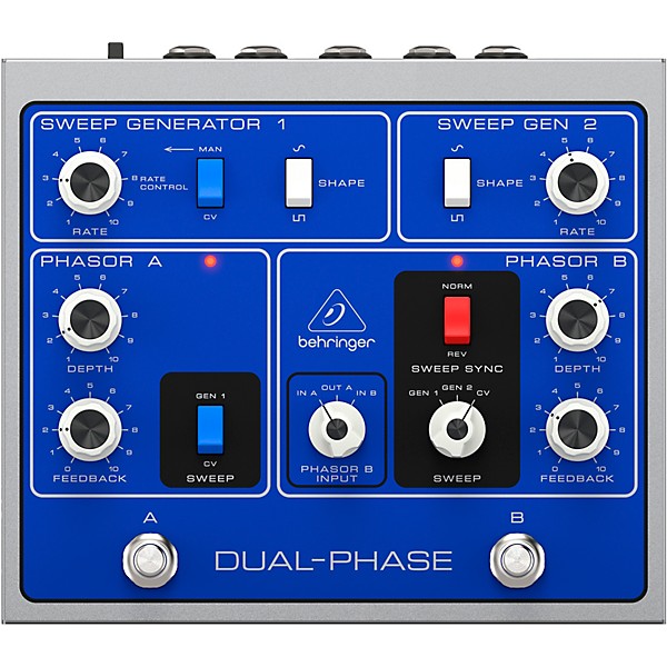 Behringer Authentic Dual Analog Phase Shifter Effects Pedal Blue
