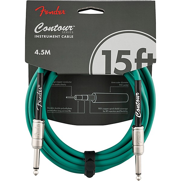 Fender Straight to Straight Instrument Contour Cable 15 ft. Sherwood Green