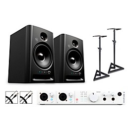 Arturia Minifuse 4 with Harbinger Studio Monitor Pair (Stands & Cables Included) SM508 White