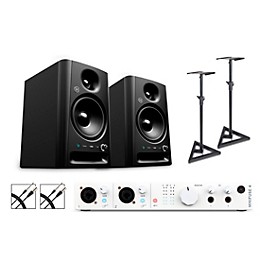 Arturia Minifuse 4 with Harbinger Studio Monitor Pair (Stands & Cables Included) SM505 White
