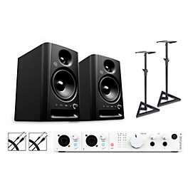 Arturia Minifuse 4 with Harbinger Studio Monitor Pair (Stands & Cables Included) SM505 White