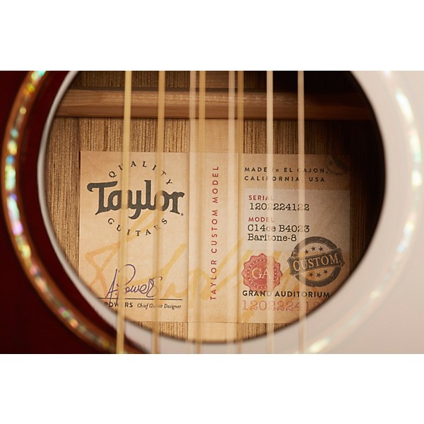 Taylor Custom Lutz Spruce-Black Limba Baritone 8-String Grand Auditorium Acoustic-Electric Guitar Chocolate Burgundy