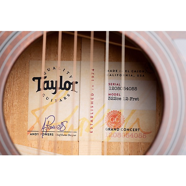 Taylor 322ce 12-Fret Grand Concert Acoustic-Electric Guitar Shaded Edge Burst