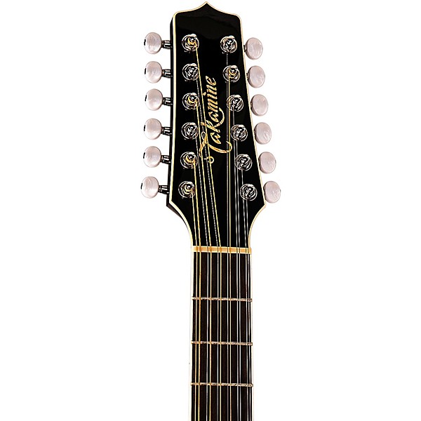 Takamine EF381DX 12-String Dreadnought Cutaway Acoustic-Electric Guitar Black