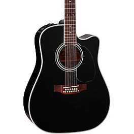 Takamine EF381SC 12-String Dreadnought Cutaway Acoustic-Electric Guitar Black