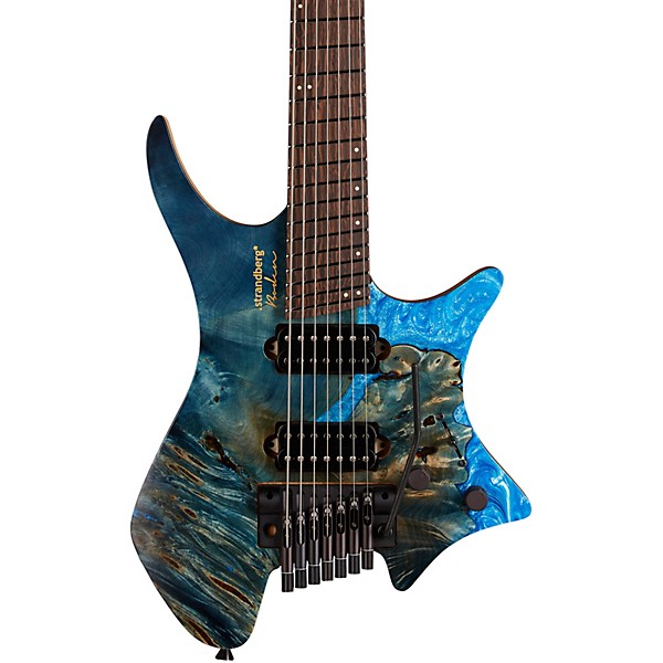 strandberg Boden J Artisan 7 Tremolo Wenge Buckeye Electric Guitar Navy Blue Stain with Sky Blue Resin