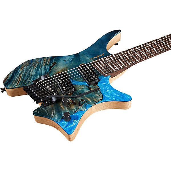 strandberg Boden J Artisan 7 Tremolo Wenge Buckeye Electric Guitar Navy Blue Stain with Sky Blue Resin