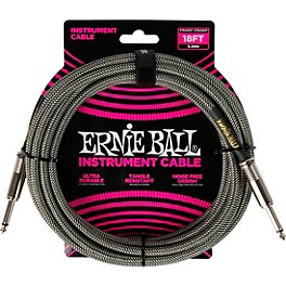 Ernie Ball Braided Instrument Cable Straight/Strai... Ernie Ball Braided Instrument Cable Straight/Straight 18 ft. Silver Fox