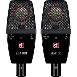 sE Electronics sE sE4100-PAIR Factory Matched Pair of sE4100 Large Diaphragm Condenser Microphones w/Mount and Case Black