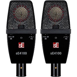 sE Electronics sE sE4100-PAIR Factory Matched Pair of sE4100 Large Diaphragm Condenser Microphones w/Mount and Case Black