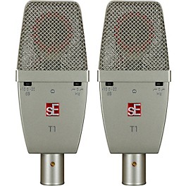 sE Electronics SE T1-PAIR Factory Matched Pair of T1 Large Diaphragm Condenser Microphones w/Mount and Case Titanium