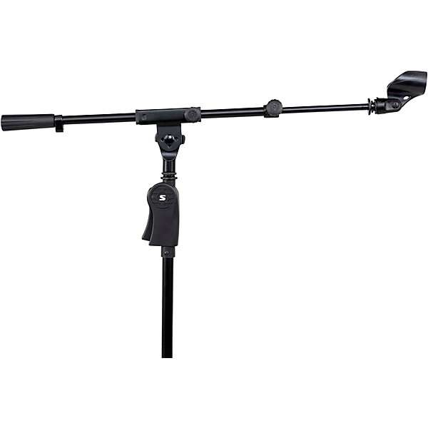 Shure Deluxe Tripod Mic Stand with Telescoping Boom and Pistol Grip One-Handed Clutch Black