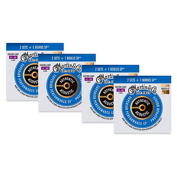 Martin MA535 Authentic Acoustic SP Custom Light Guitar Strings 12-Pack 11 - 52