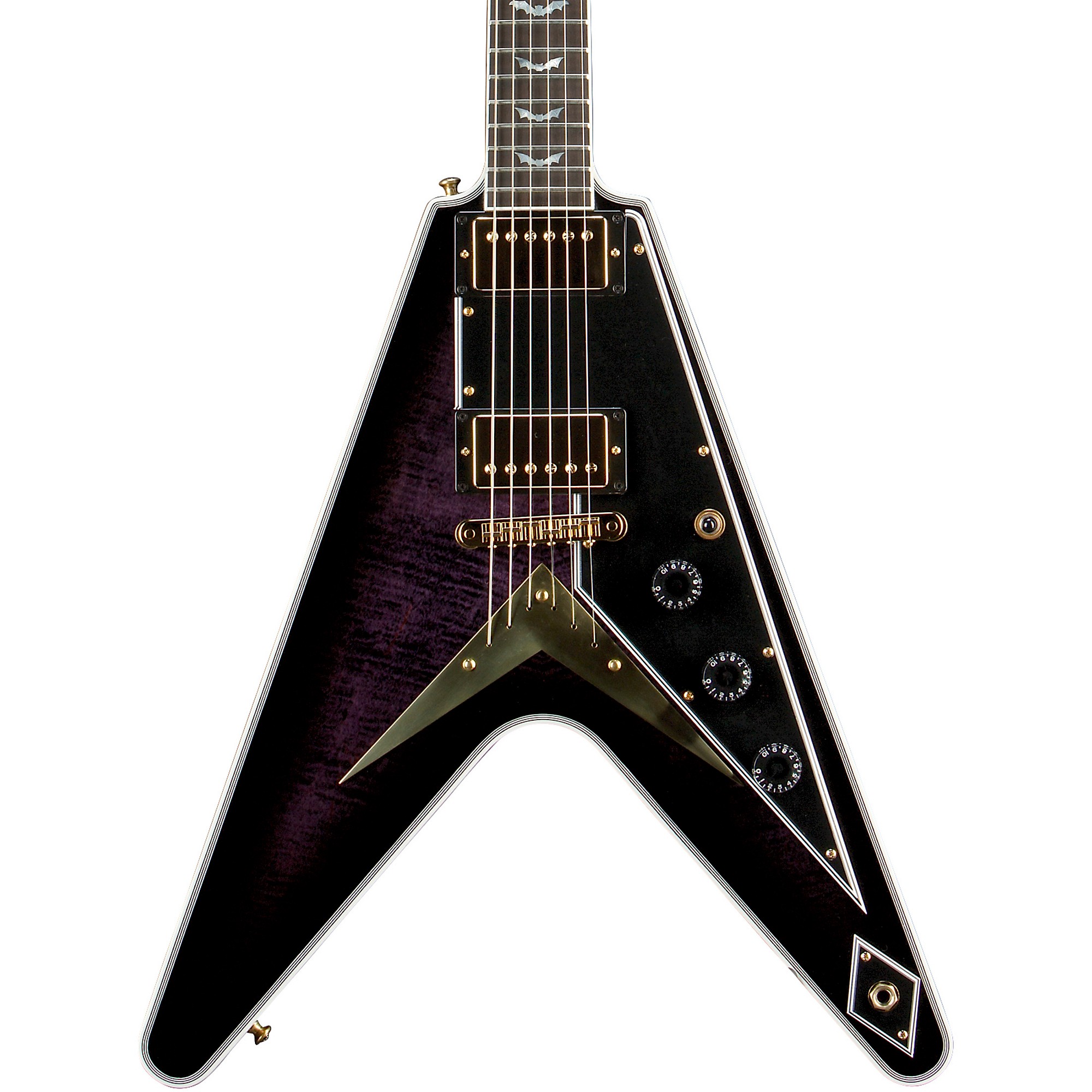 Flying V Custom Bats Flight AAA Electric Guitar-Purple Burst