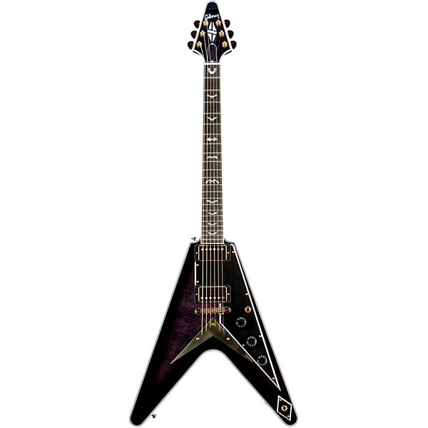 Gibson Custom Flying V Custom Bats in Flight Electric Guitar - Dark Purple Burst