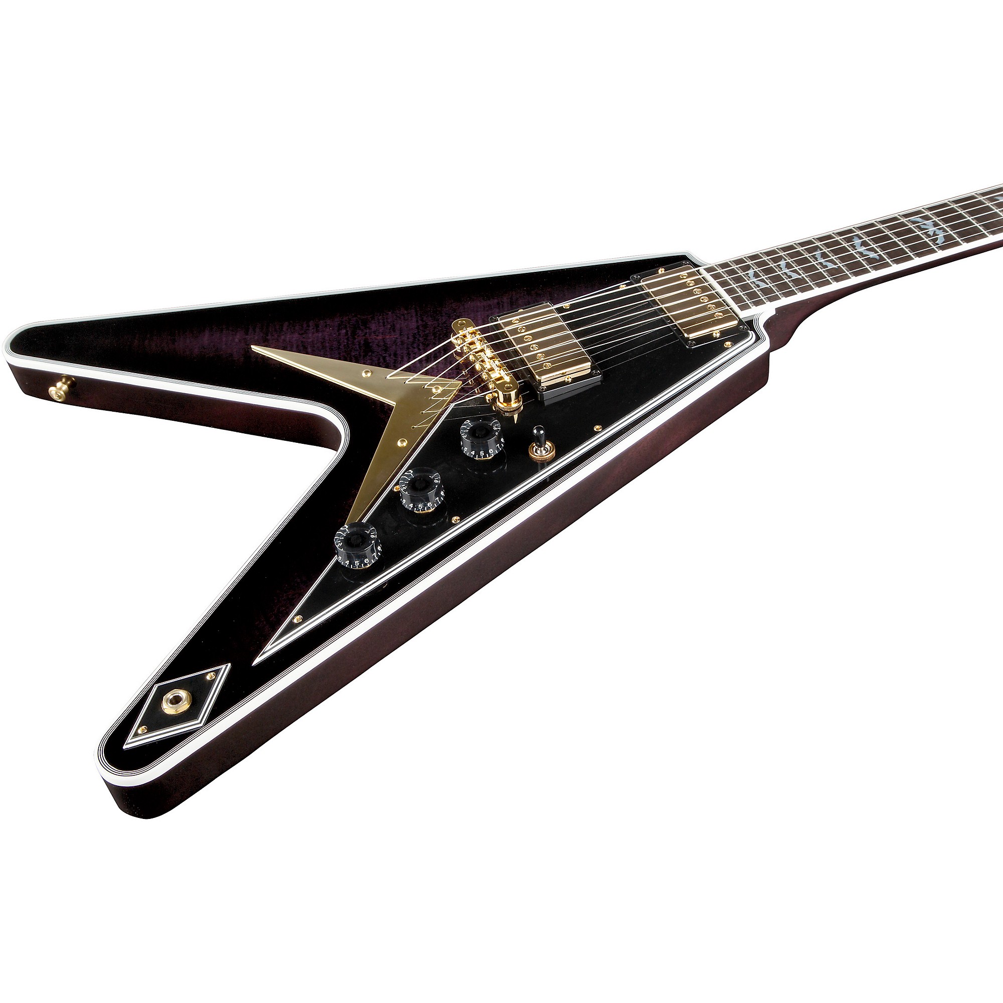 Flying V Custom Bats Flight AAA Electric Guitar-Purple Burst