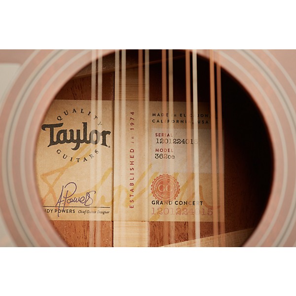 Taylor 362ce 12-Fret 12-String Left-Handed Grand Concert Acoustic-Electric Guitar Shaded Edge Burst