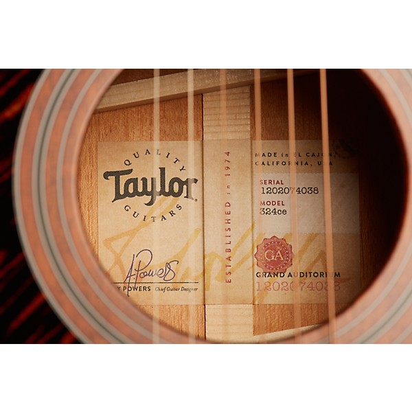 Taylor 324ce Left-Handed Grand Auditorium Acoustic-Electric Guitar Shaded Edge Burst