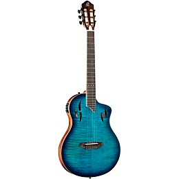 Ortega RTPDLX Flamed Maple Nylon-String Acoustic-Electric Guitar Blue Burst