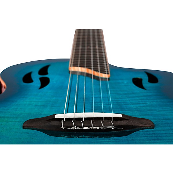 Ortega RTPDLX Flamed Maple Nylon-String Acoustic-Electric Guitar Blue Burst