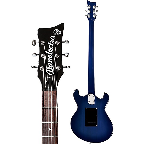 Danelectro 66BT Semi-Hollow Baritone Electric Guitar Transparent Blue