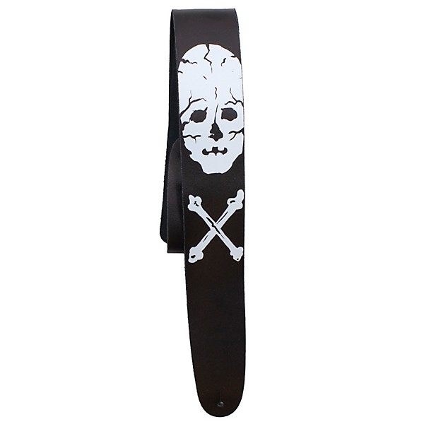 Perri's Skull and Bones Printed Leather Guitar Strap 2.5 in.