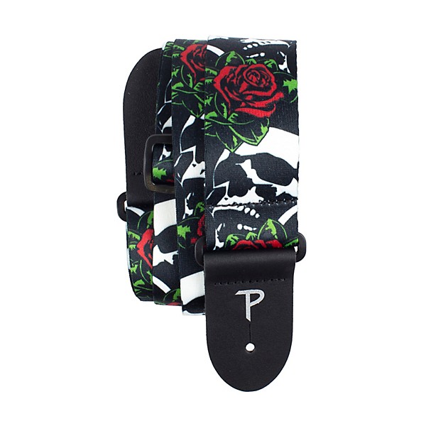 Perri's Skull & Roses Polyester Guitar Strap Black 2 in.