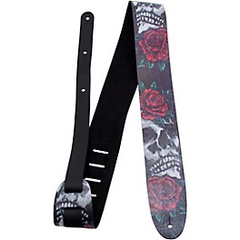 Perri's Printed Skull and Rose Leather Guitar Strap Black 2.5 in.