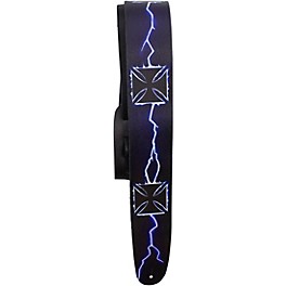 Perri's Lightning Cross Printed Leather Guitar Strap Blue 2.5 in.