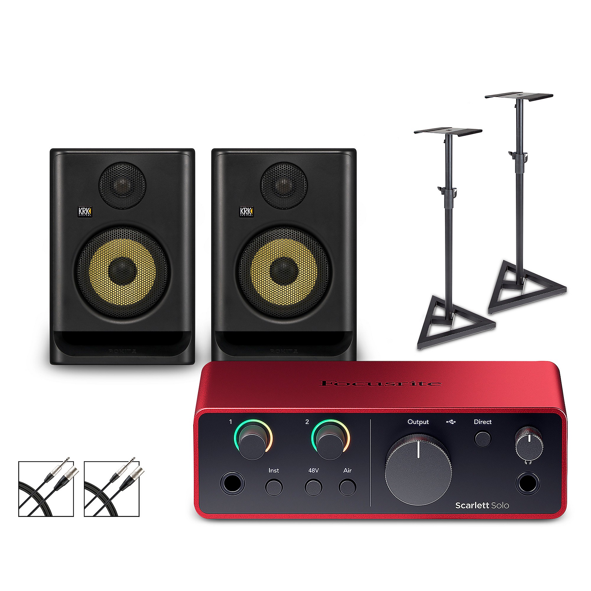 Focusrite Solo Gen4 with KRK ROKIT G5 Studio Monitor Pair (Stands