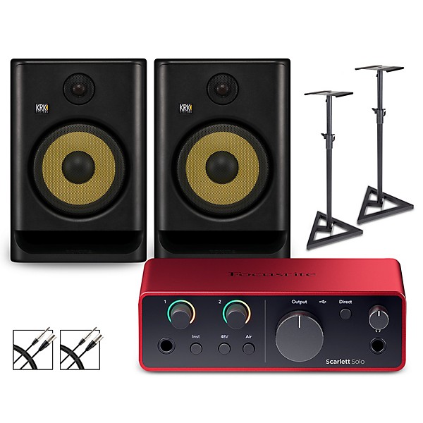 Focusrite Solo Gen4 with KRK ROKIT G5 Studio Monitor Pair (Stands & Cables Included) ROKIT 8