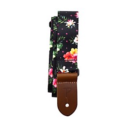 Perri's Floral Hibiscus Polyester Ukulele Strap Black 1.5 in.