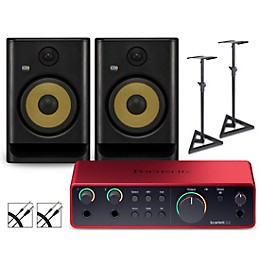 Focusrite 2i2 Gen4 with KRK ROKIT G5 Studio Monitor Pair (Stands & Cables Included) ROKIT 8