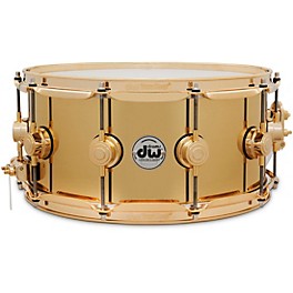 DW Collector's Series Polished Brass Snare with Gold Hardware 14 x 6.5 in.