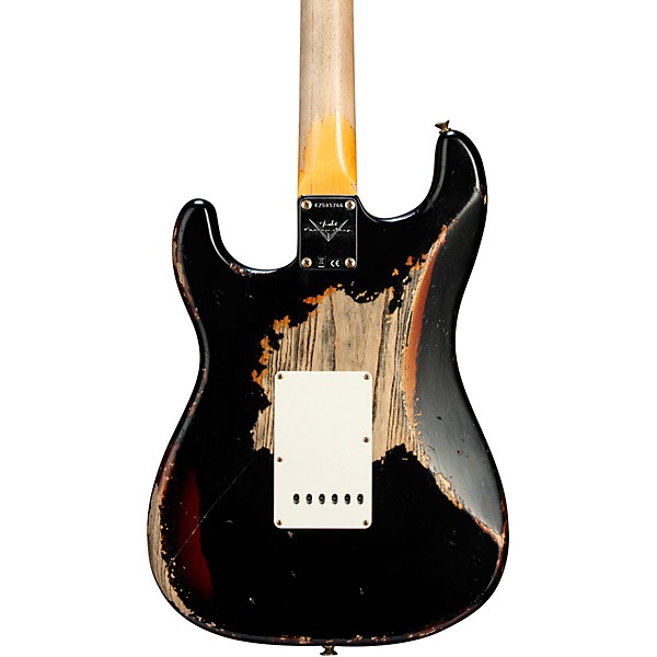Fender Custom Shop 1963 Stratocaster Super Heavy Relic Electric Guitar Super Faded Aged Black over 3-Color Sunburst