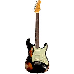 Fender Custom Shop 1963 Stratocaster Super Heavy Relic Electric Guitar Super Faded Aged Black over 3-Color Sunburst