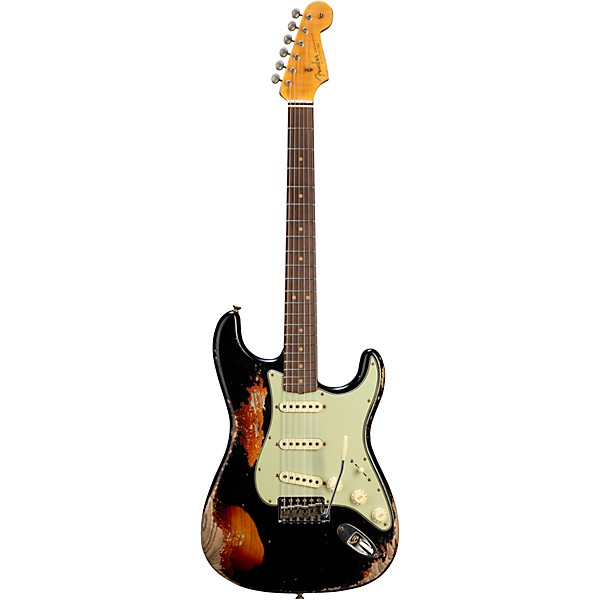 Fender Custom Shop 1963 Stratocaster Super Heavy Relic Electric Guitar Super Faded Aged Black over 3-Color Sunburst