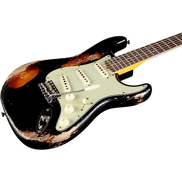 Fender Custom Shop 1963 Stratocaster Super Heavy Relic Electric Guitar Super Faded Aged Black over 3-Color Sunburst