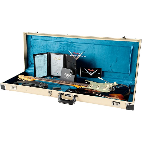 Fender Custom Shop 1963 Stratocaster Super Heavy Relic Electric Guitar Super Faded Aged Black over 3-Color Sunburst